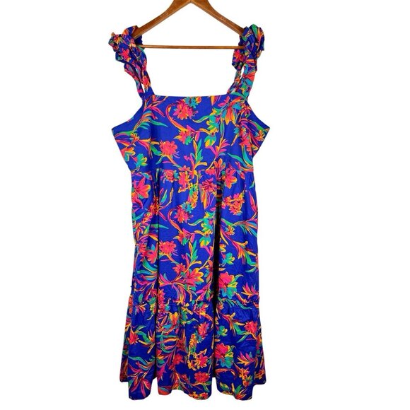 J.CREW Dresses & Skirts - J.CREW Women's Blue Ruffle Sleeveless Midi Bright Floral Smocked Dress 18